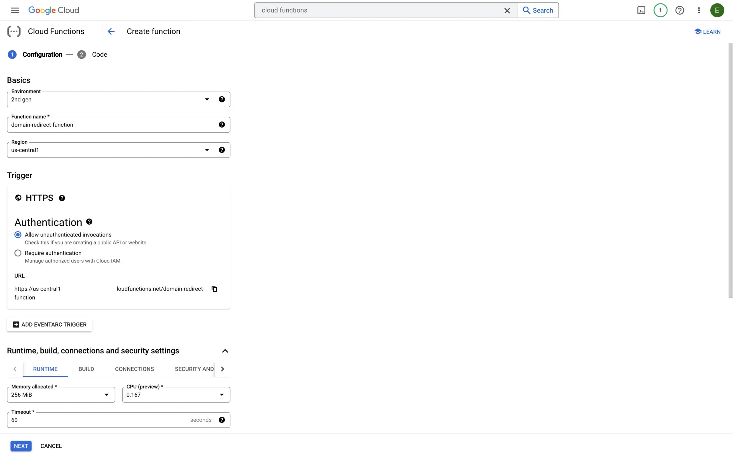 Creating the Cloud Function