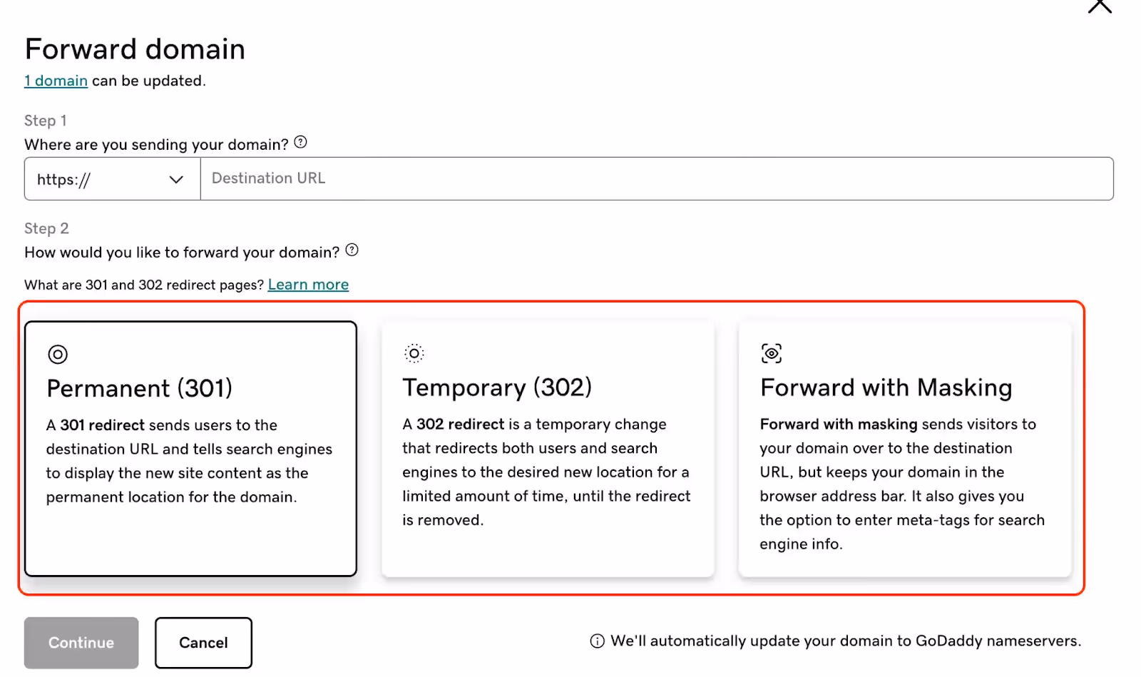 Registrar forwarding type limitations