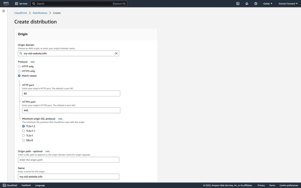 CloudFront create distributions